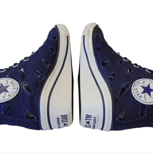 Converse Chuck Taylor All Star Blue Hi-ness Cutout Wedge Heel Sneaker Shoe Sz 7 - Picture 7 of 11